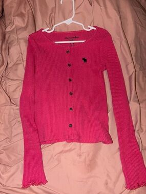 Abercrombie Pink Ribbed Button Shirt